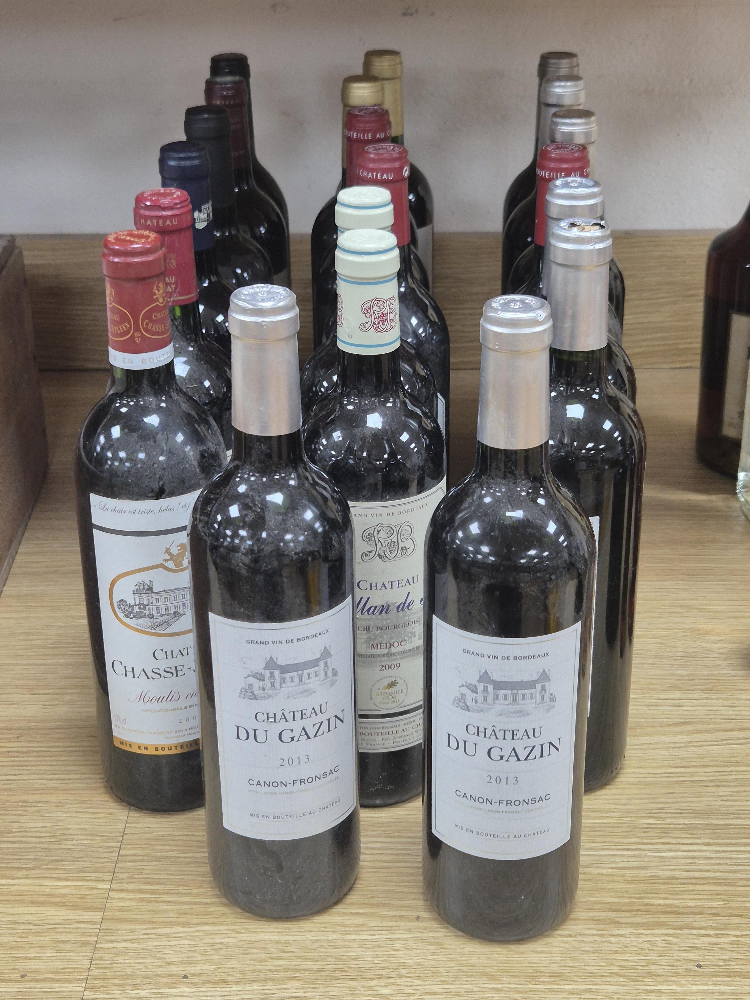 Chateau du Gazin Canon-Fronsac, 2013, seven bottles, and thirteen other bottles of red burgundy